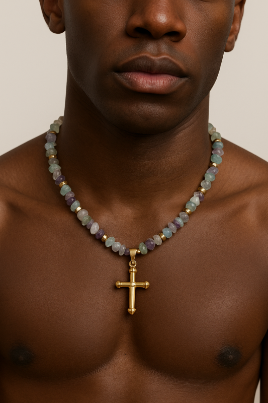 Unisex Mixed gemstone beaded necklace